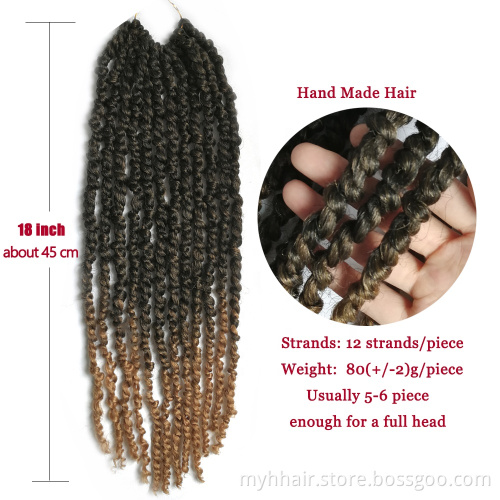 Pre-twisted Passion Twist Hair 18 Inch Pre-looped Passion Crochet Hair for Women Pretwisted Synthetic Braids Crochet Ombre